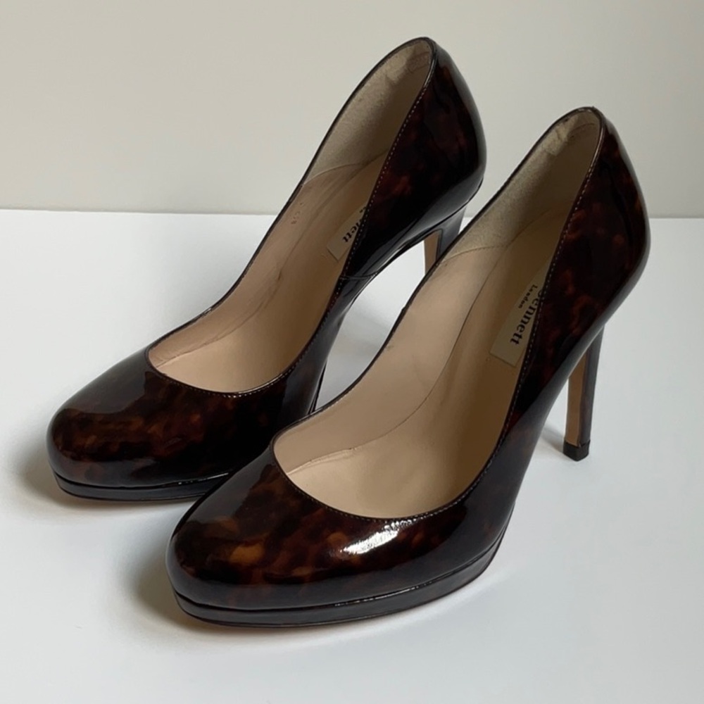 LK Bennett Sledge Tortoise Patent Leather Heels